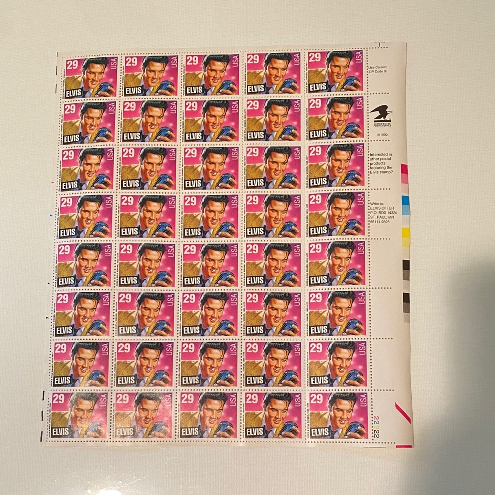 Sheet of 40 29 cent Elvis Stamps